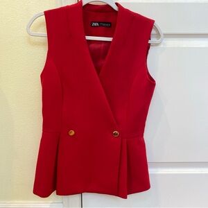 Zara Vibrant Red Tailored Double-Breasted Vest